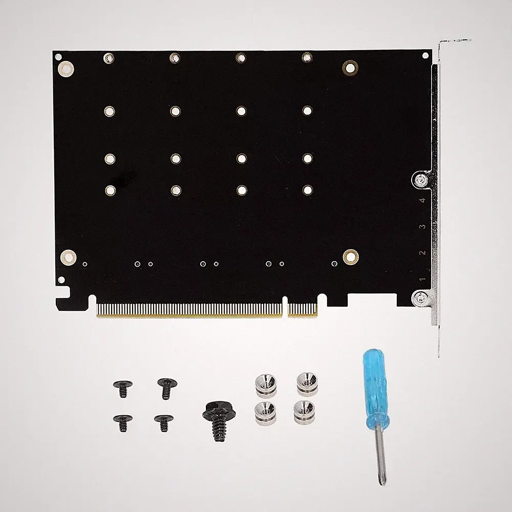 4-Port M.2 NVME SSD to PCIe 3.0 4.0 X16 Adapter 4 Disk Expansion Card 4 x 32Gbps