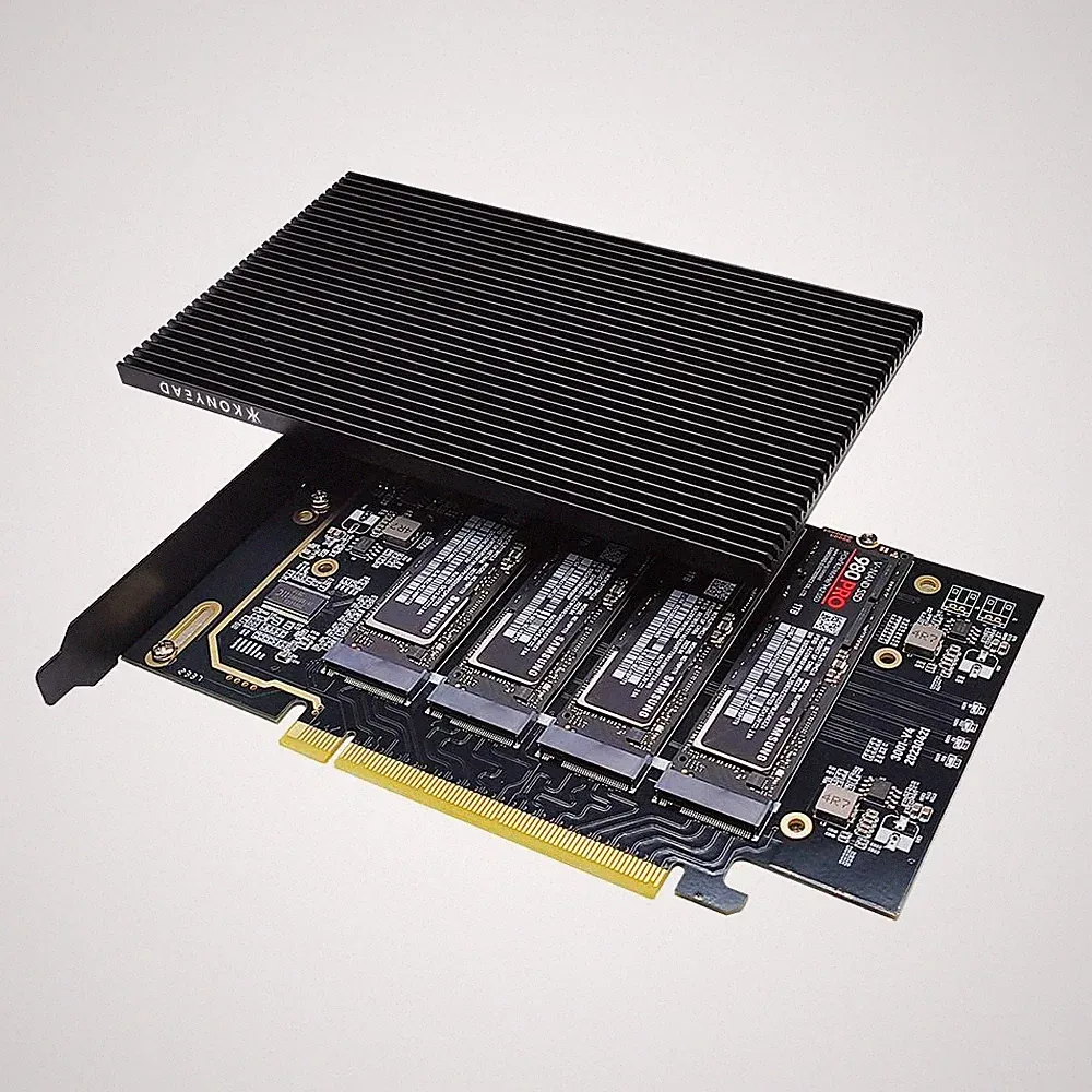 PCIe 4.0 x16 to M.2 M-Key NVMe x4 SSD Expansion Card, Heatsink, 256Gbps, 2280